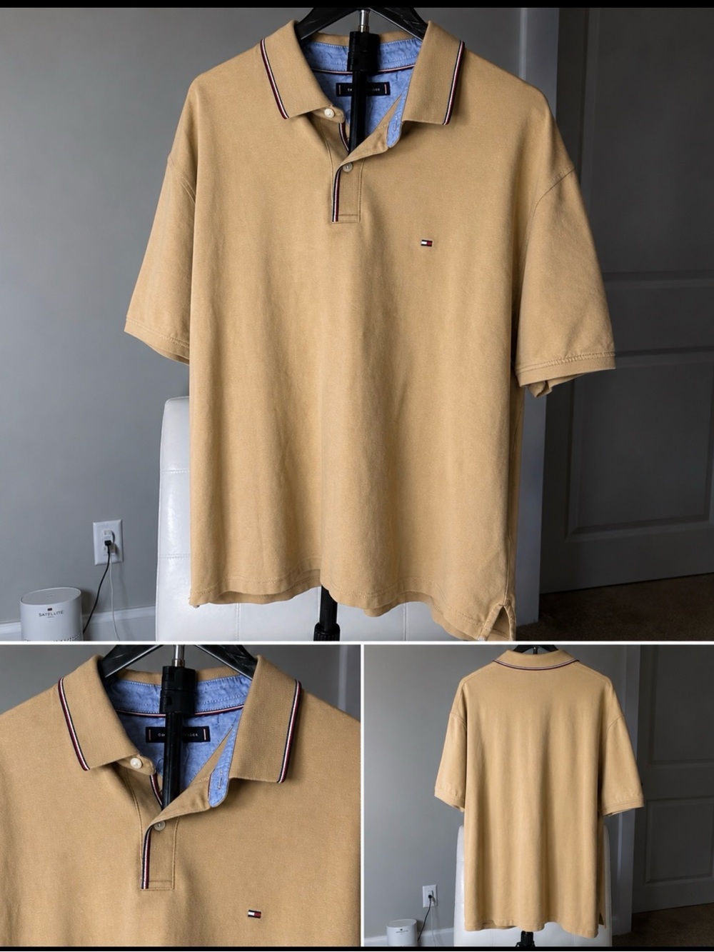 Tommy Hilfiger Men's Beige Polo with Contrast Trim